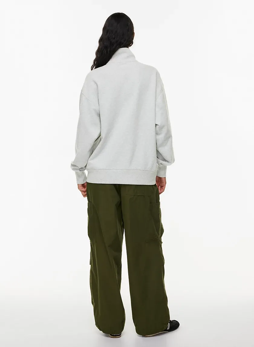 terry fleece boyfriend 1/4 zip sweatshirt