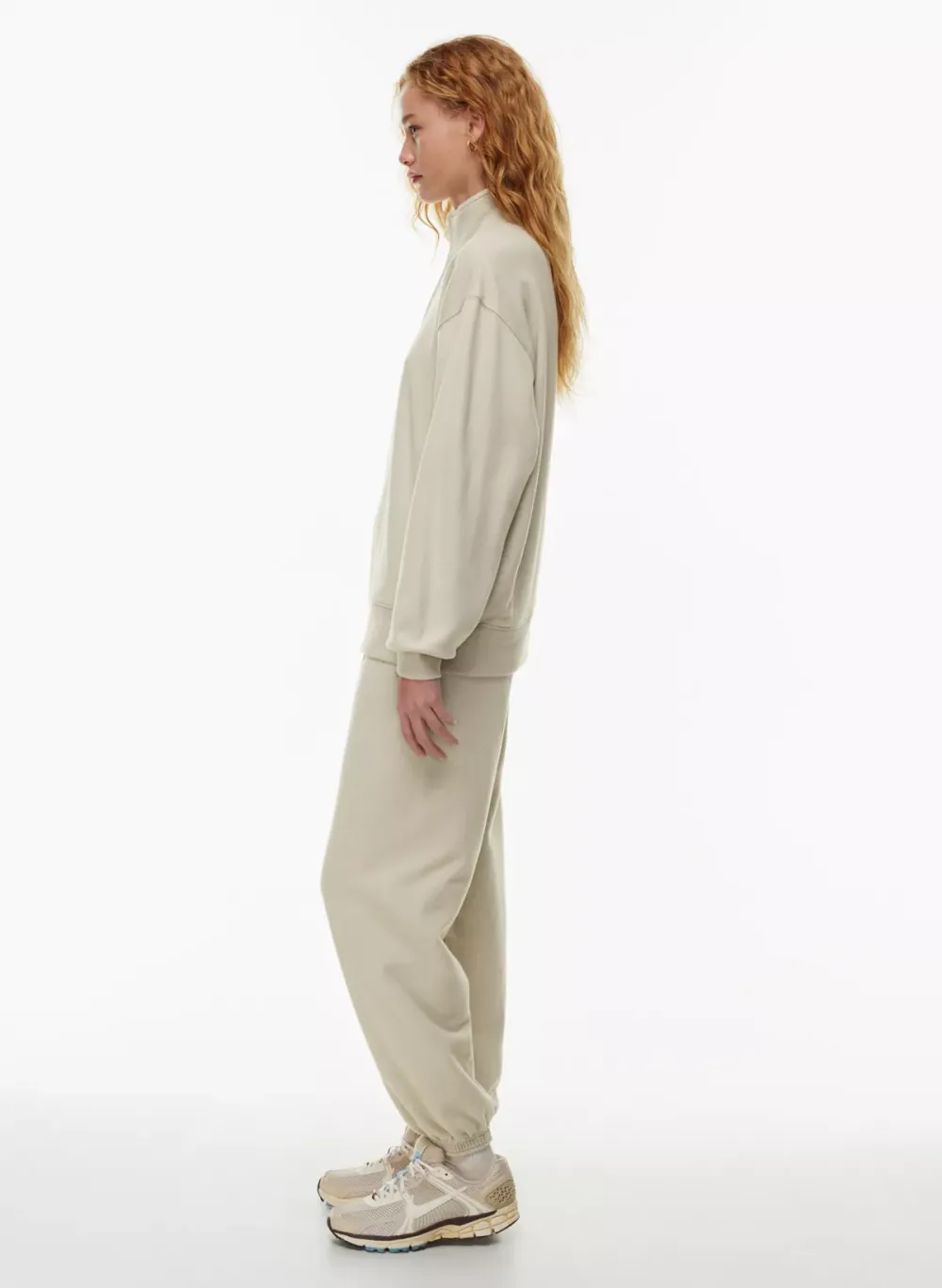 terry fleece boyfriend 1/4 zip sweatshirt