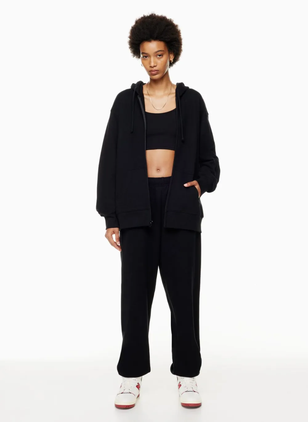 terry fleece boyfriend zip hoodie