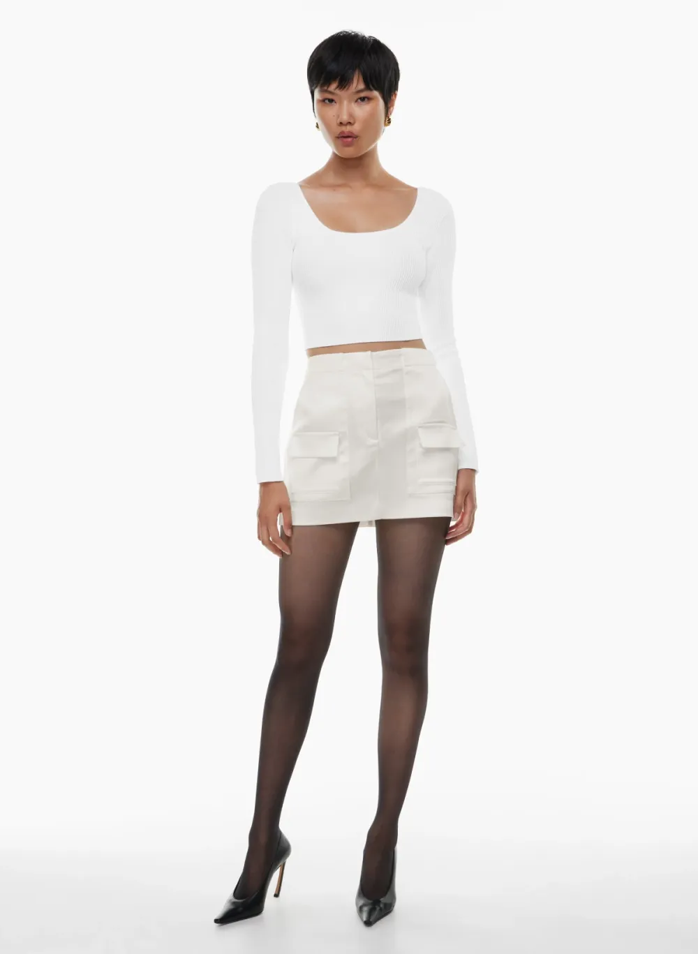 sculpt knit squareneck cropped longsleeve