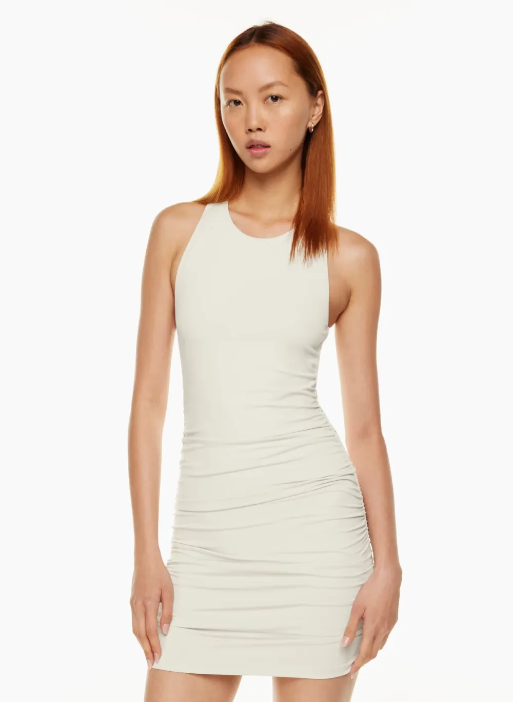 contour ruched racer mini dress