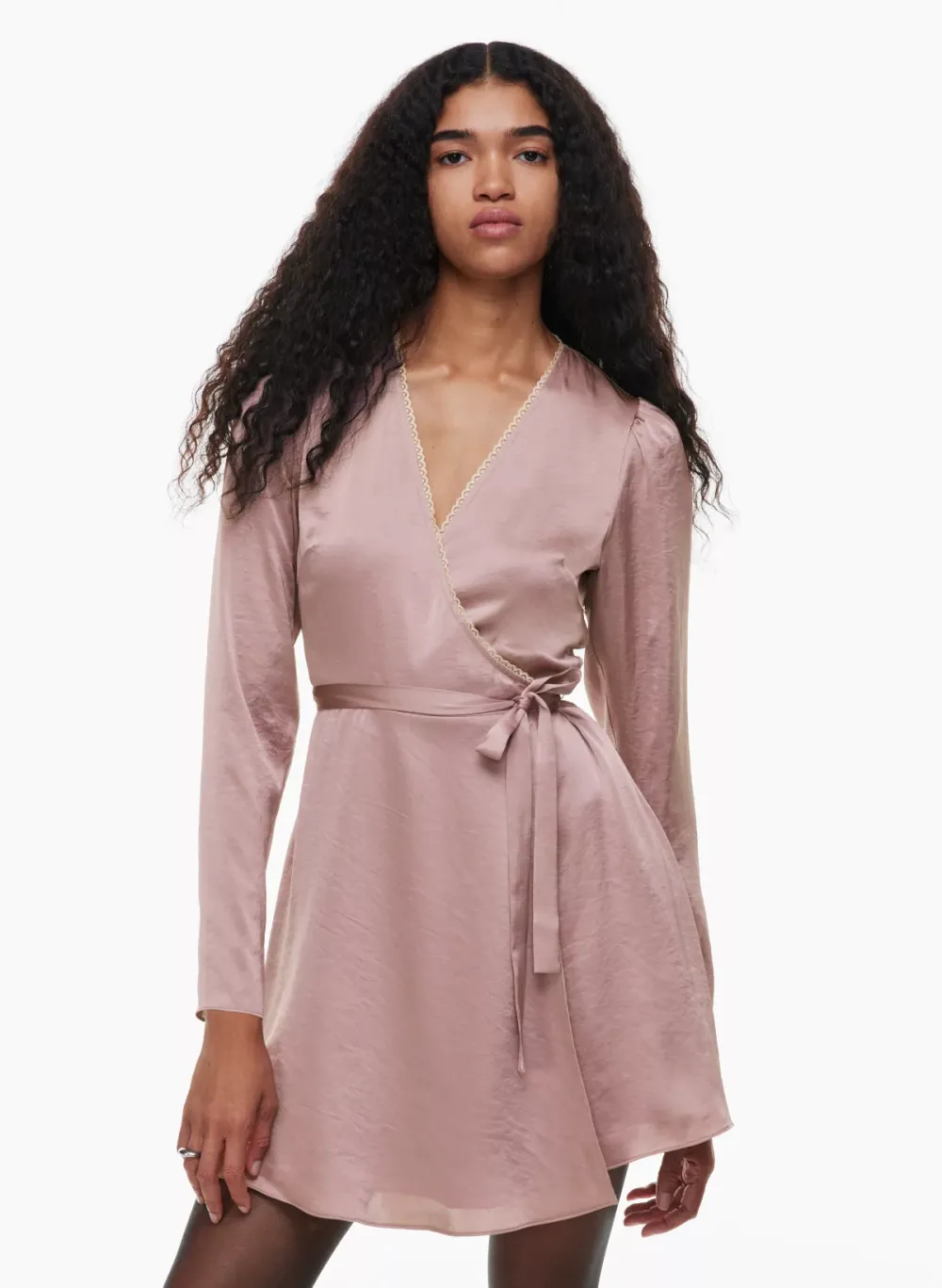 mademoiselle satin longsleeve dress
