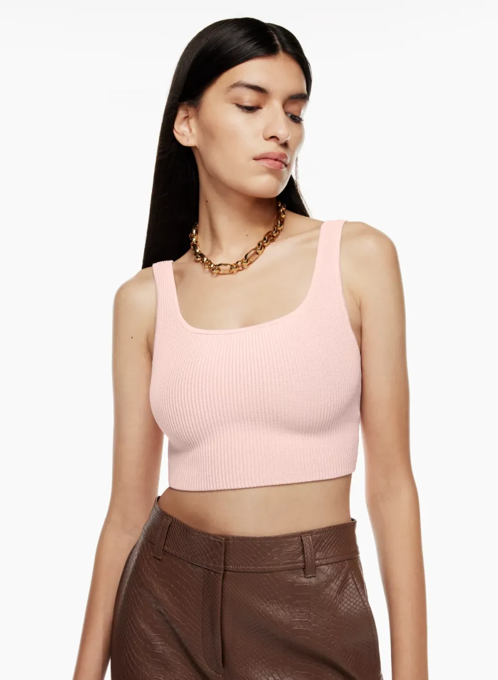 sculpt knit squareneck cropped tank