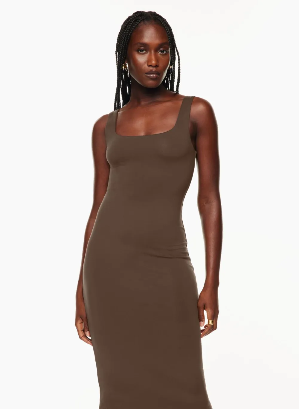 contour squareneck midi dress