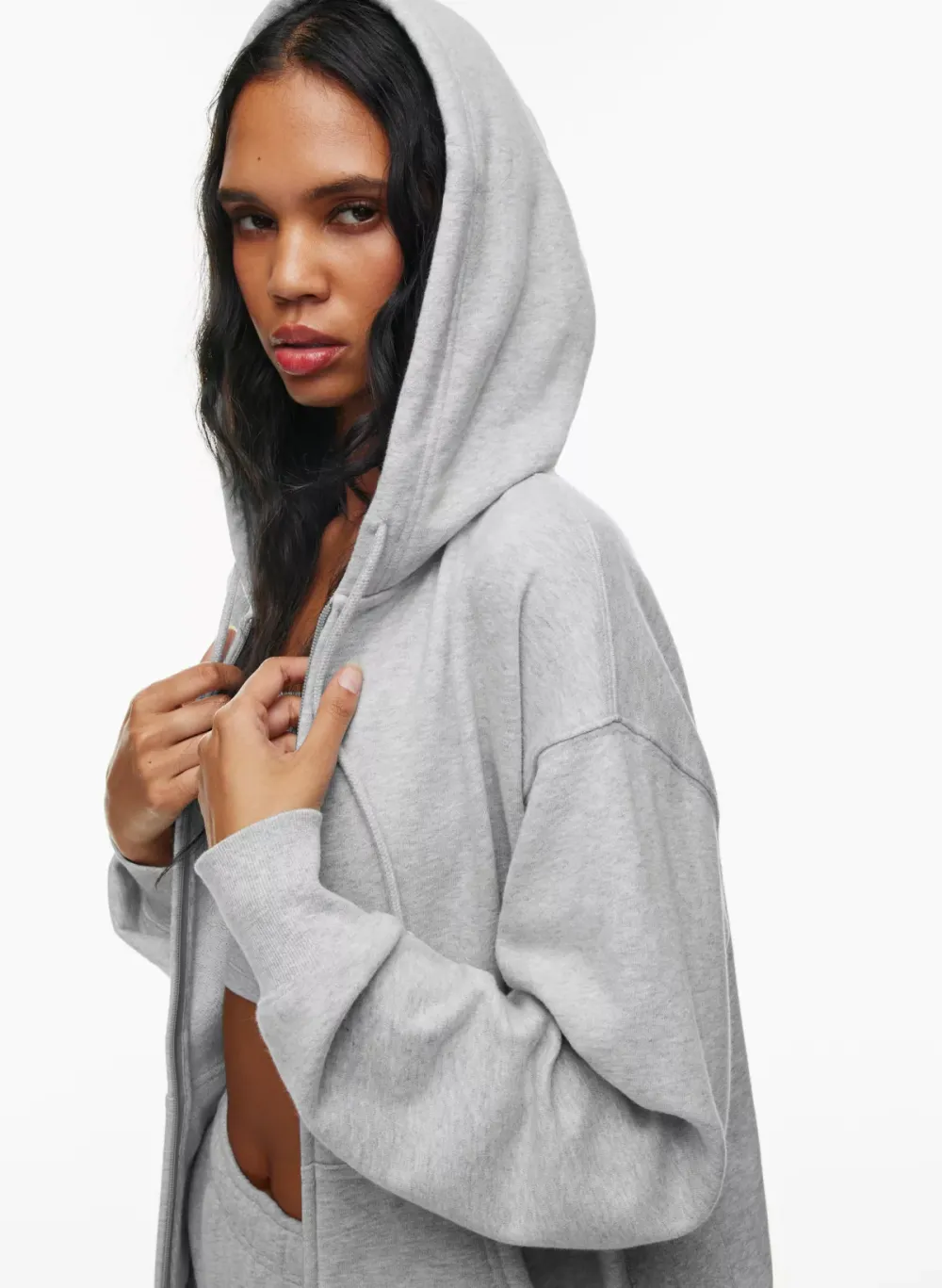 terry fleece boyfriend zip hoodie