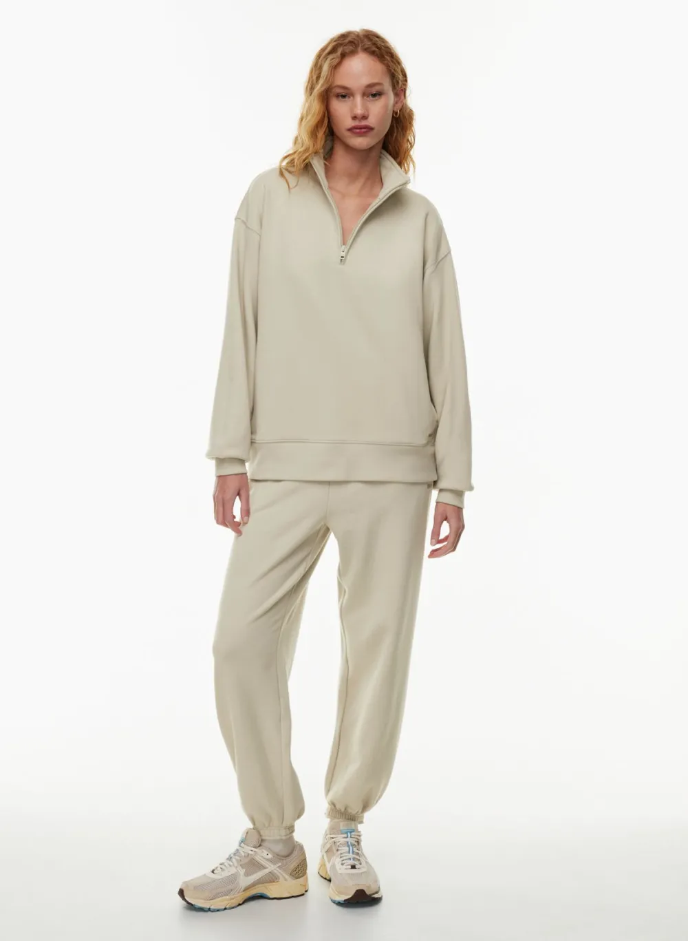 terry fleece boyfriend 1/4 zip sweatshirt