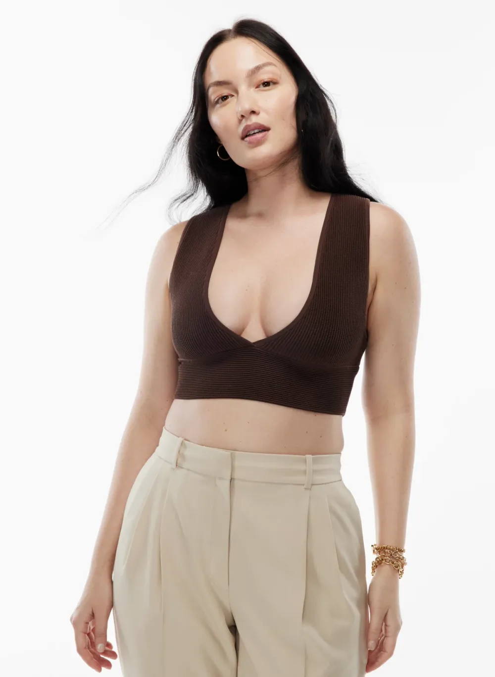 sculpt knit deep v tank