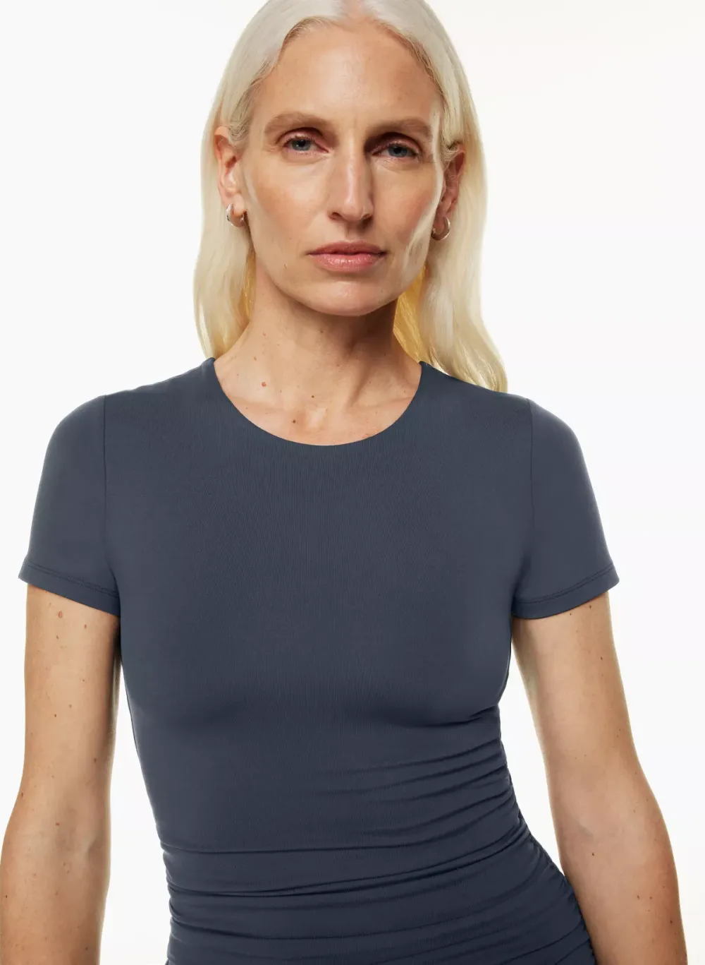 contour ruched midi dress