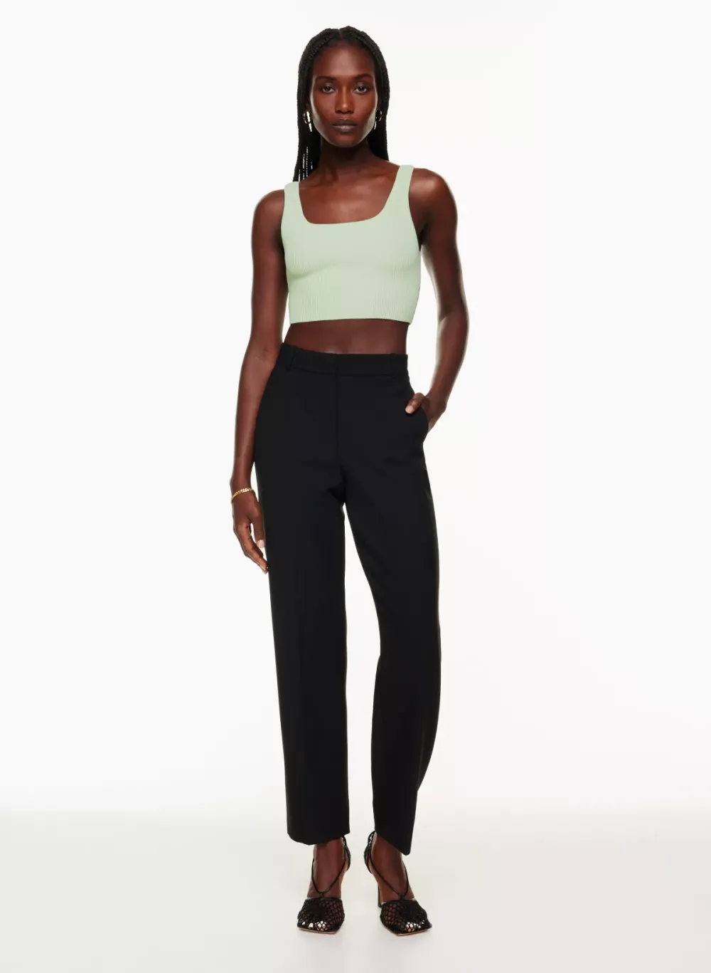 sculpt knit squareneck cropped tank