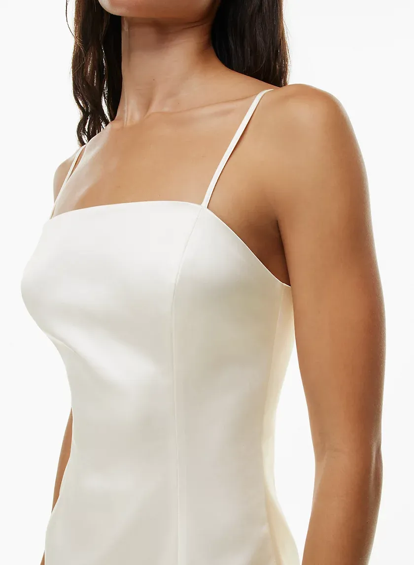 shimmer satin knee dress