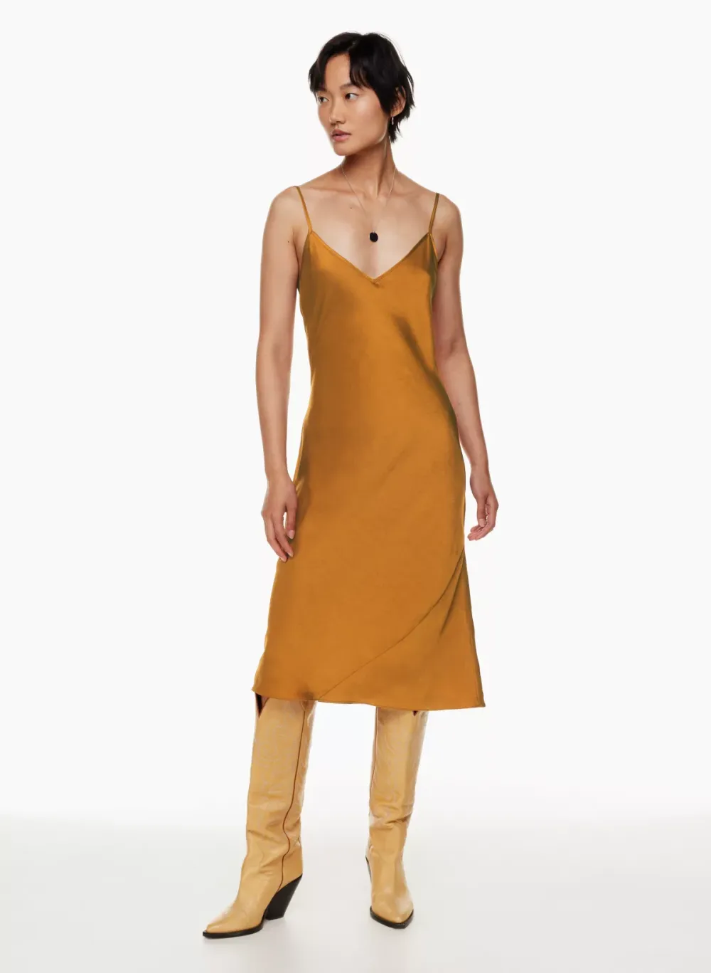 only slip satin midi dress