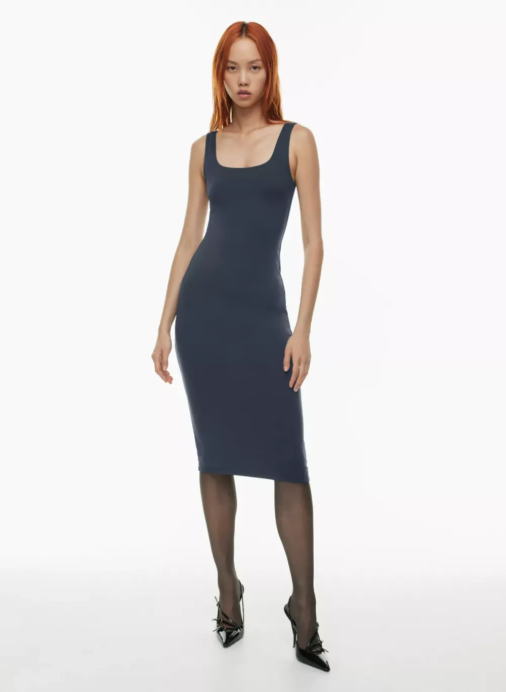 contour squareneck midi dress