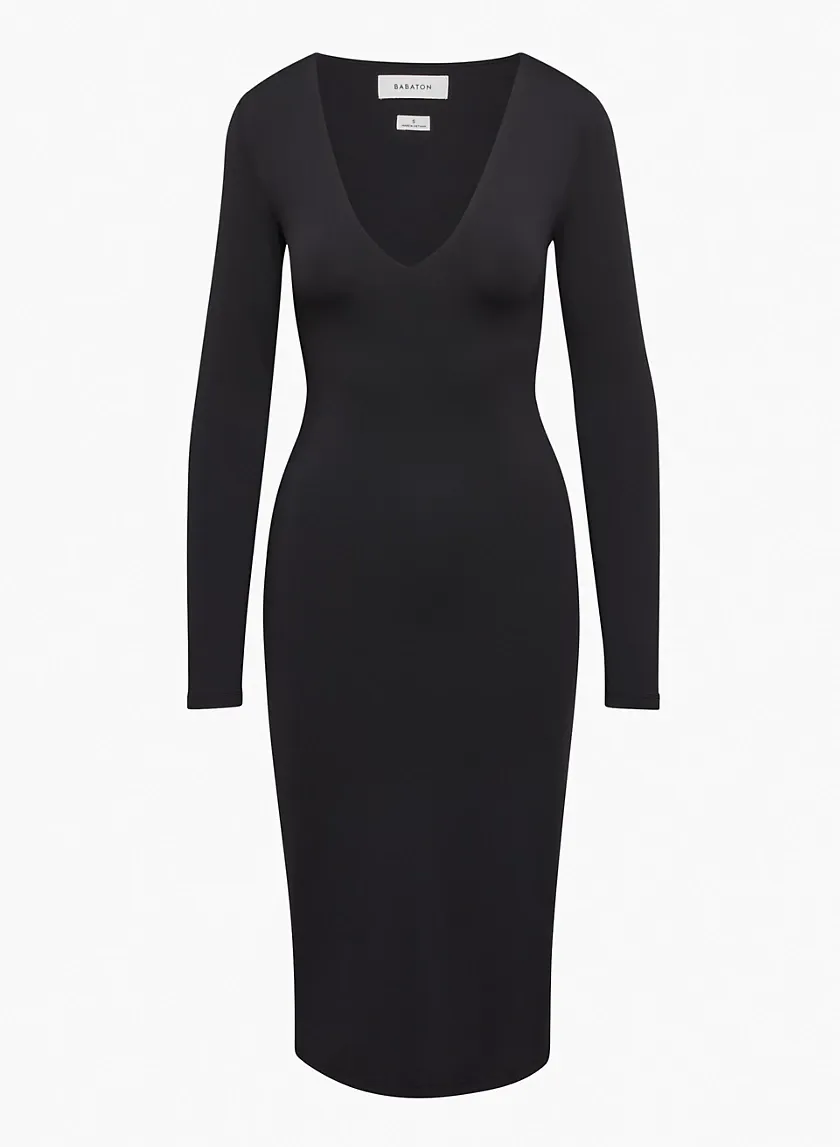 contour v-neck longsleeve dress