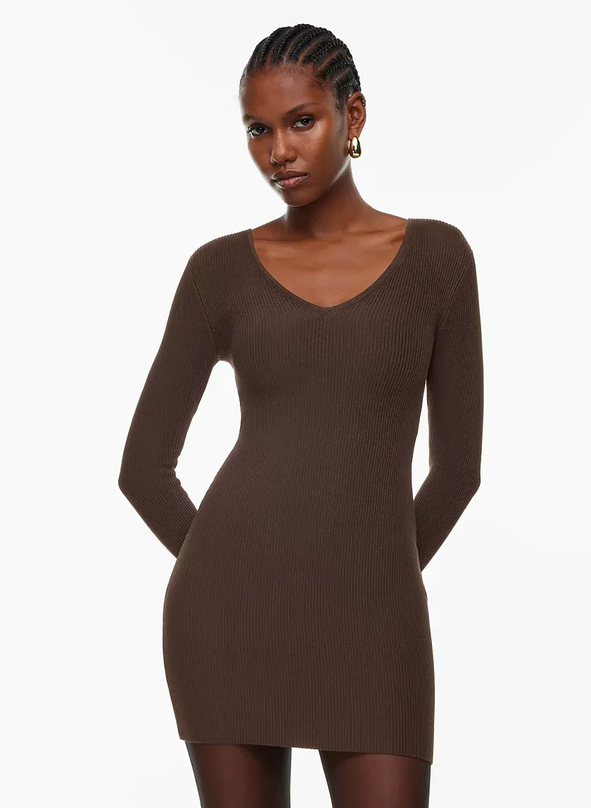 sculpt knit v-neck dress