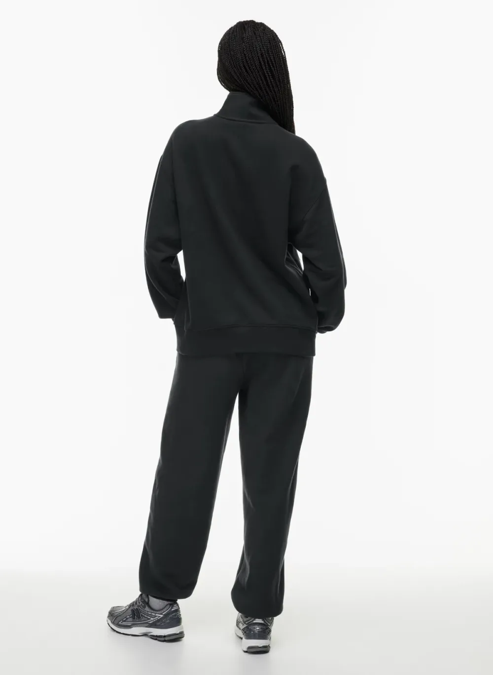 terry fleece boyfriend 1/4 zip sweatshirt