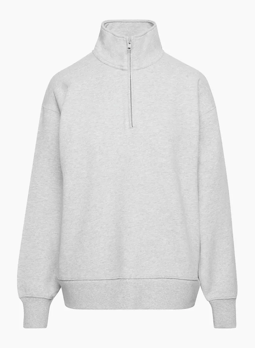 terry fleece boyfriend 1/4 zip sweatshirt