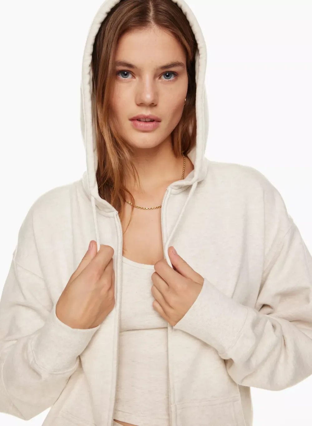 terry fleece boyfriend zip hoodie
