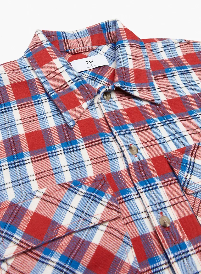 plaid oversized button-up