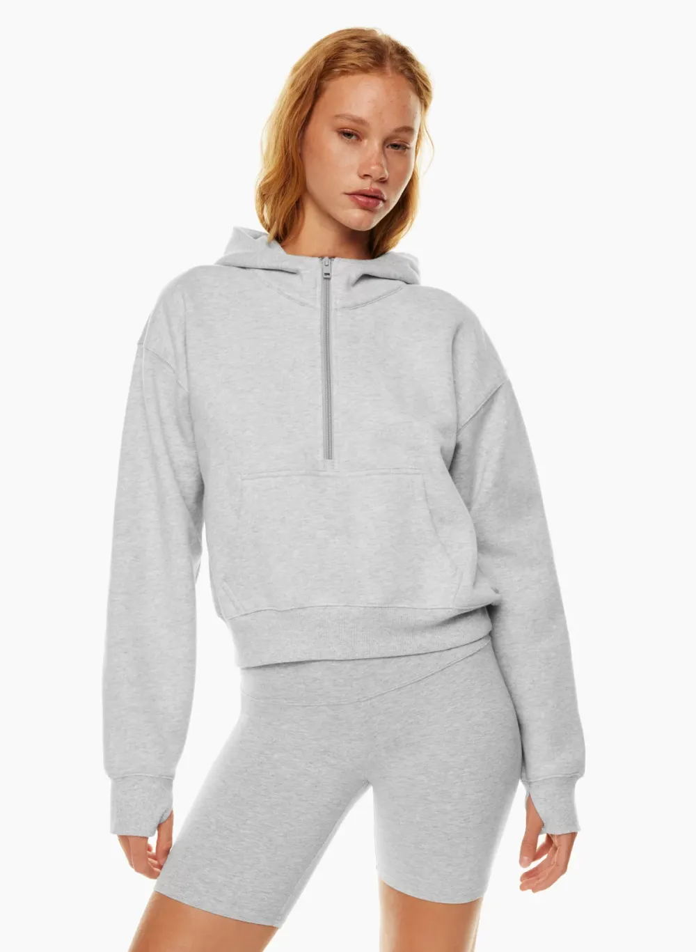 cozy fleece boyfriend boxy 1⁄2 zip hoodie
