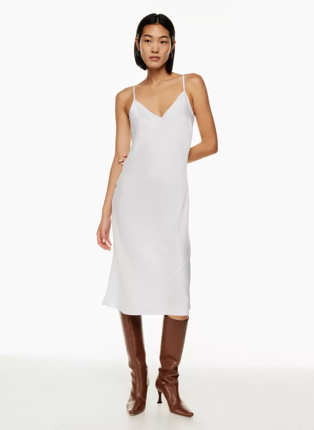only slip satin midi dress