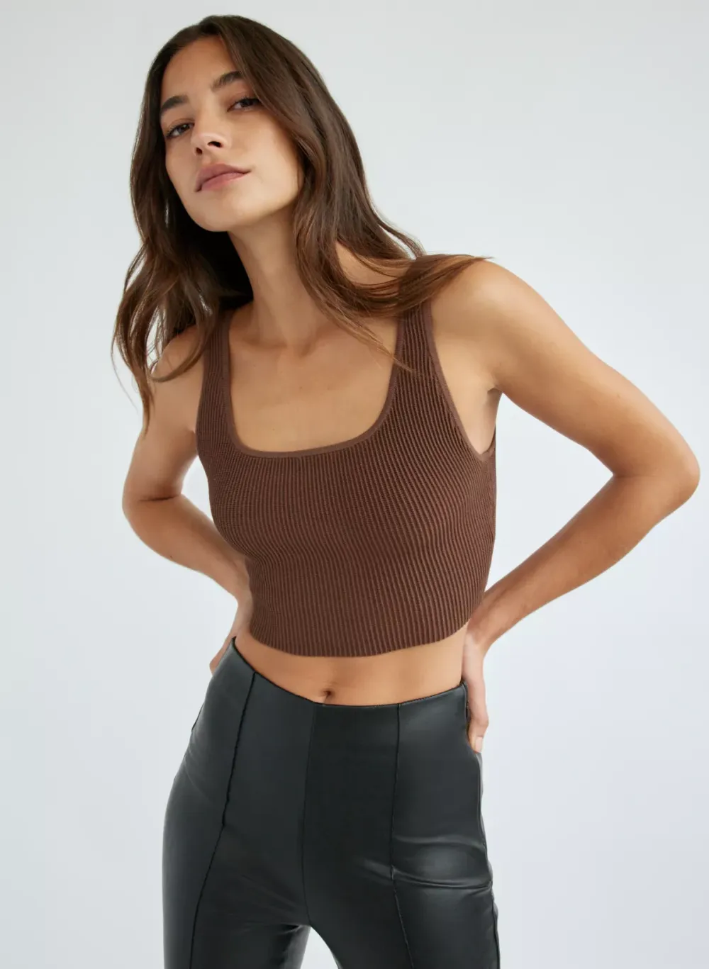 sculpt knit squareneck cropped tank