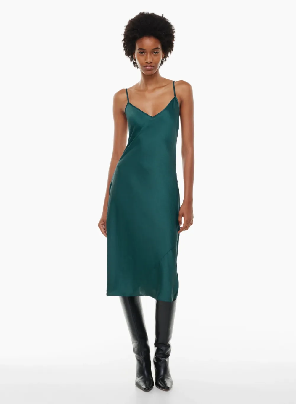 only slip satin midi dress