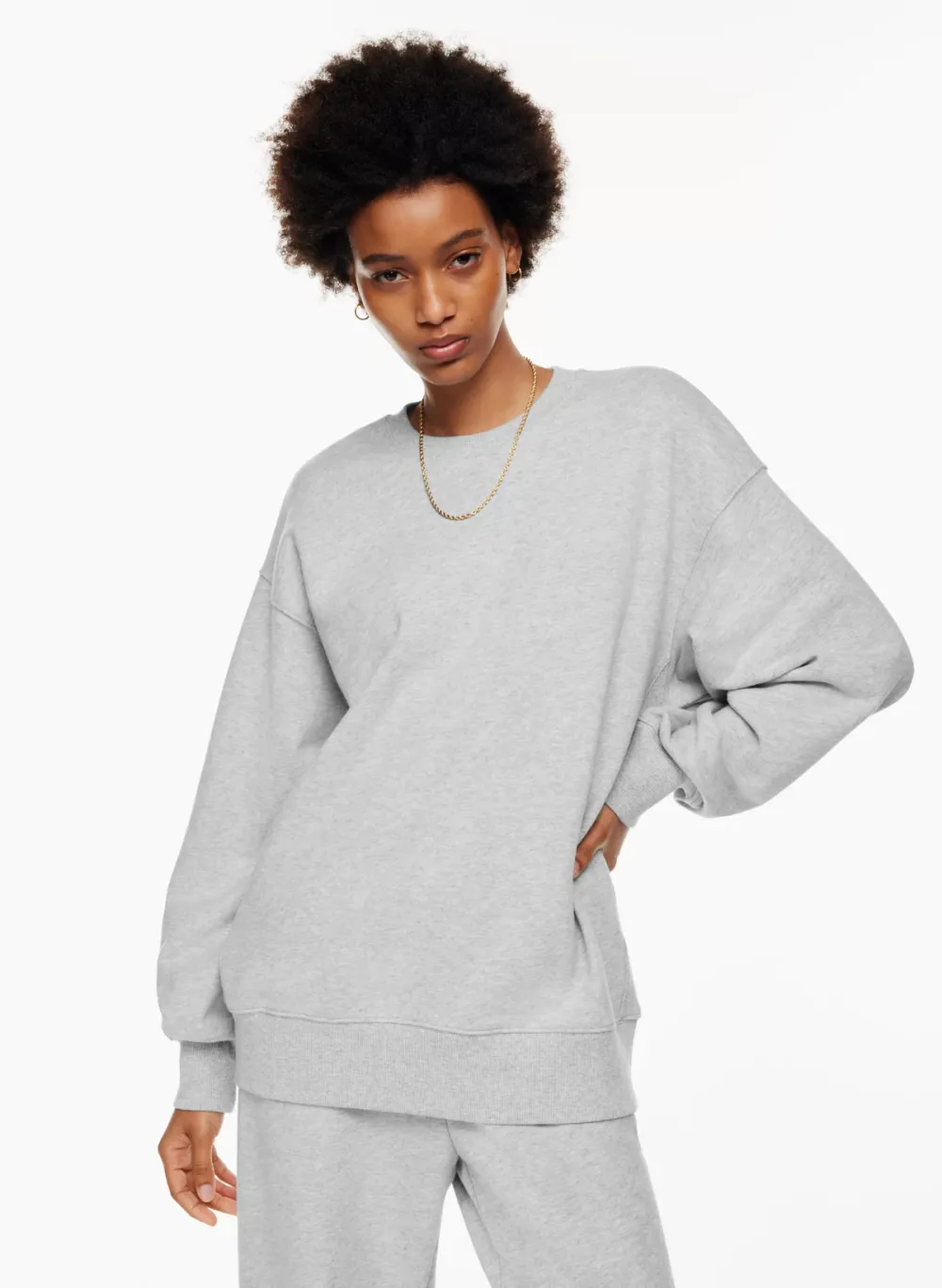 terry fleece boyfriend crew sweatshirt