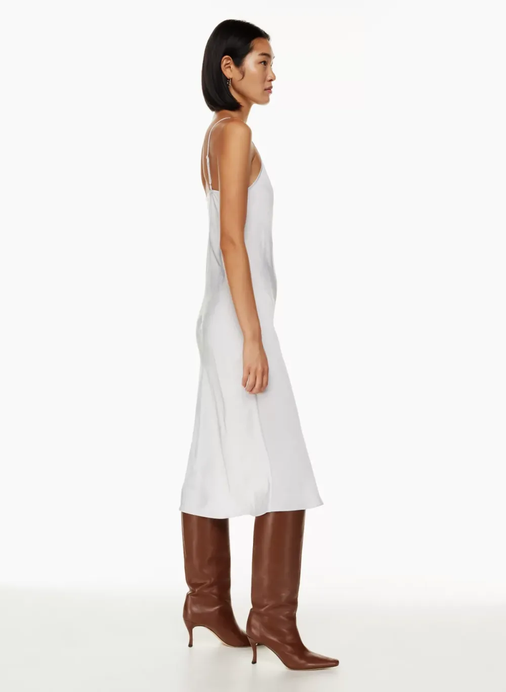 only slip satin midi dress