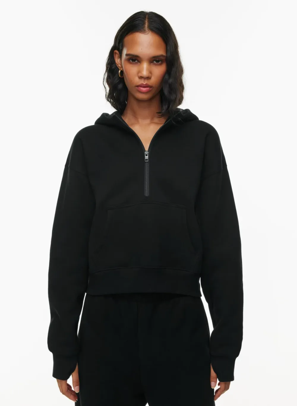 cozy fleece boyfriend boxy 1⁄2 zip hoodie