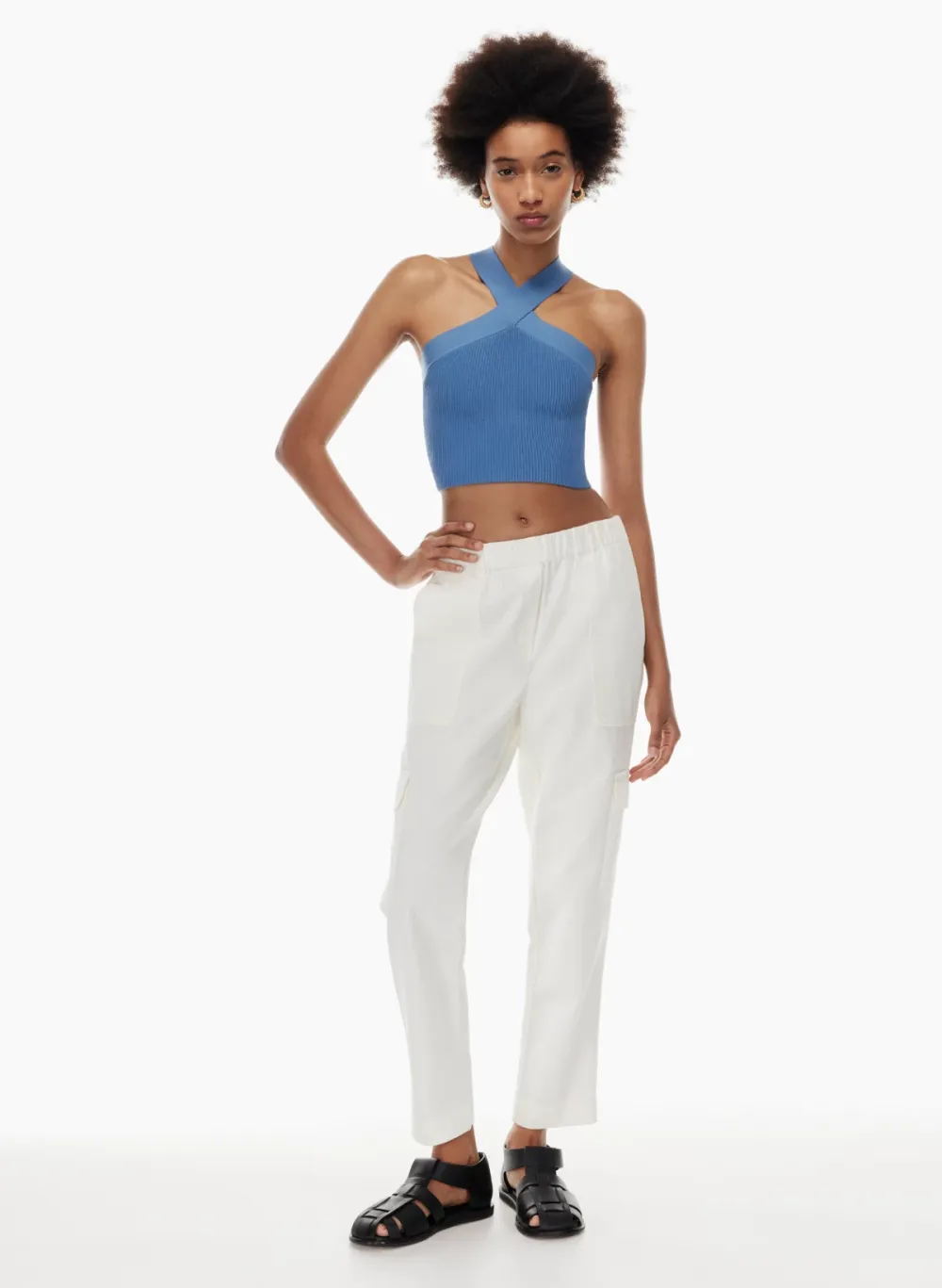 sculpt knit criss cross cropped tank