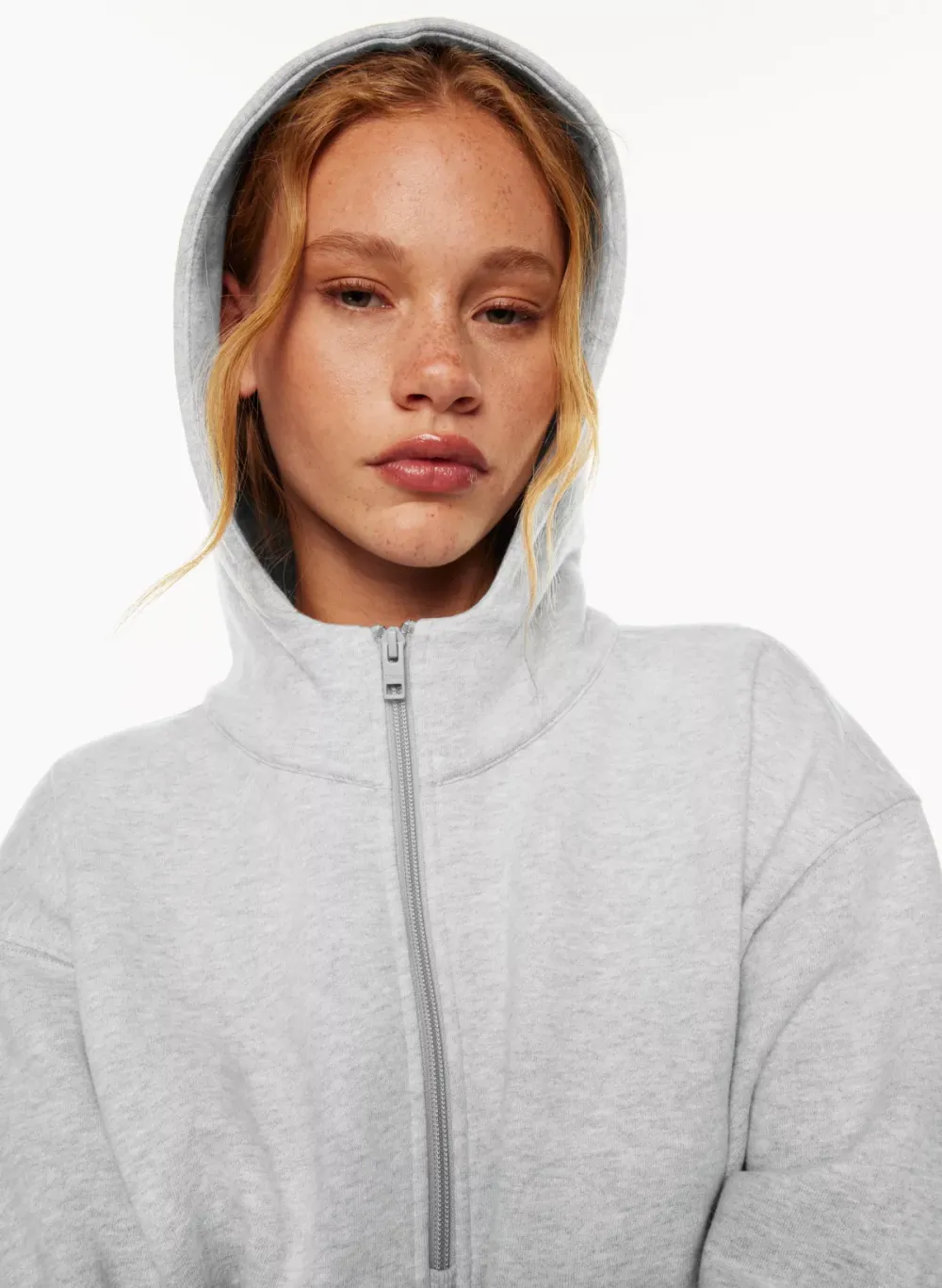 cozy fleece boyfriend boxy 1⁄2 zip hoodie