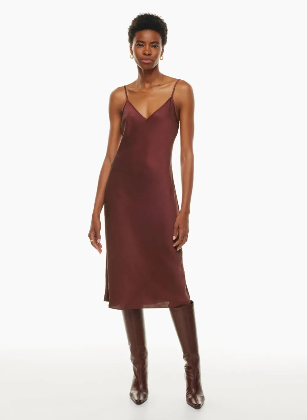 only slip satin midi dress