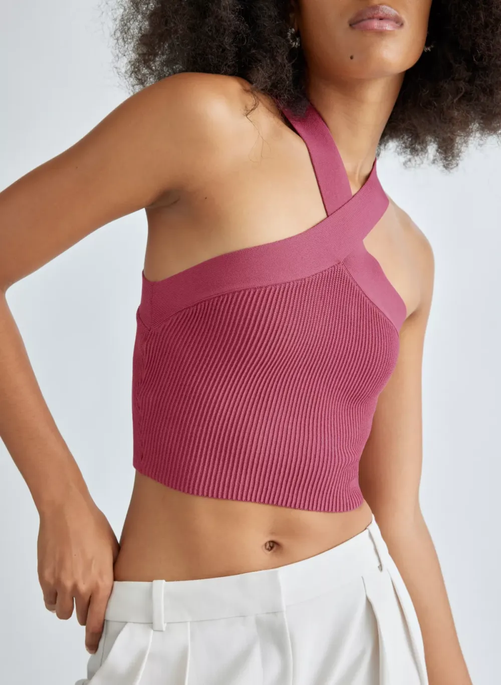 sculpt knit criss cross cropped tank