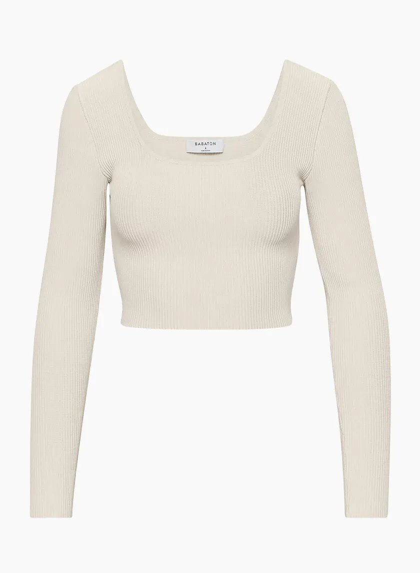 sculpt knit squareneck cropped longsleeve