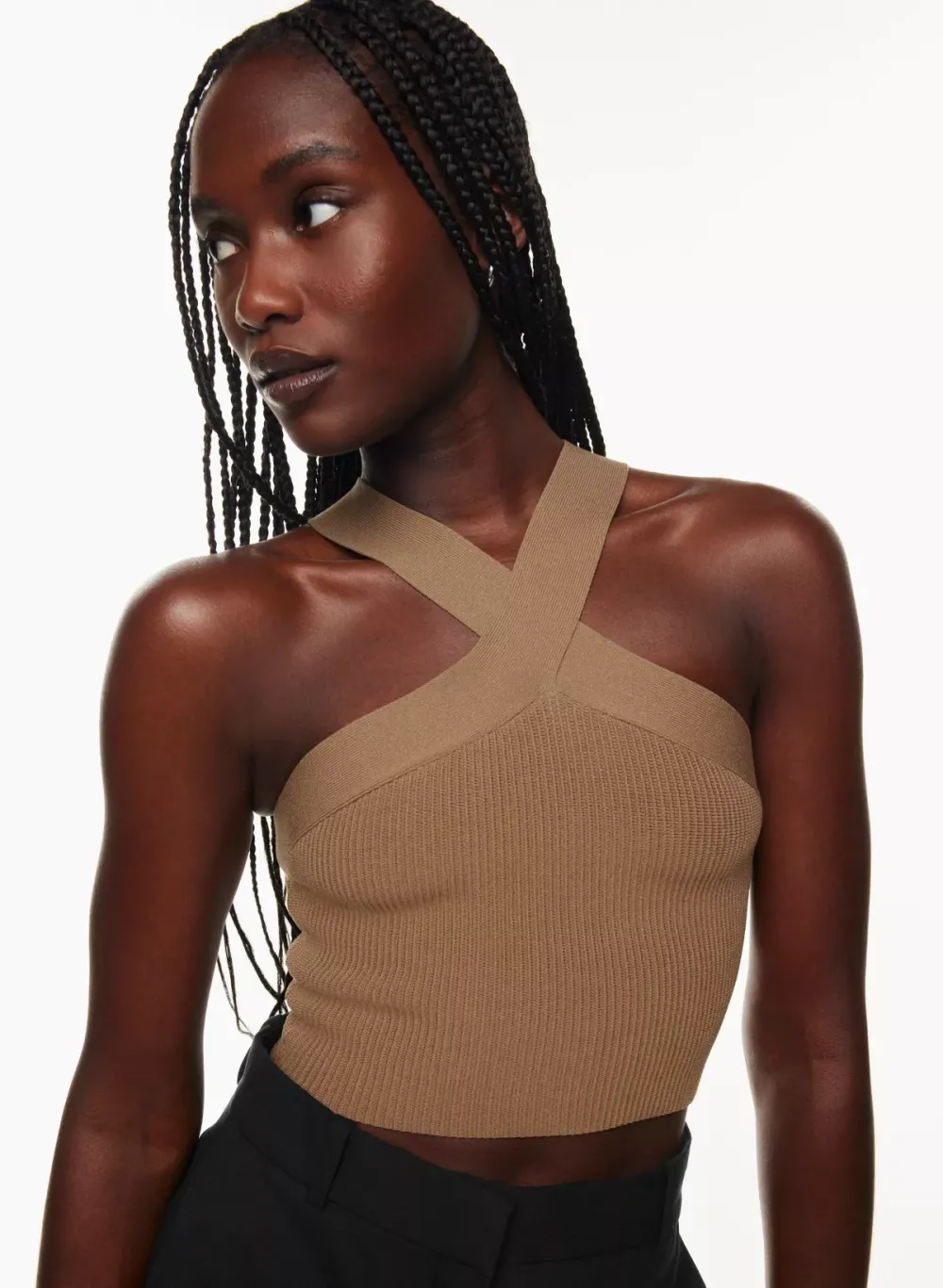 sculpt knit criss cross cropped tank