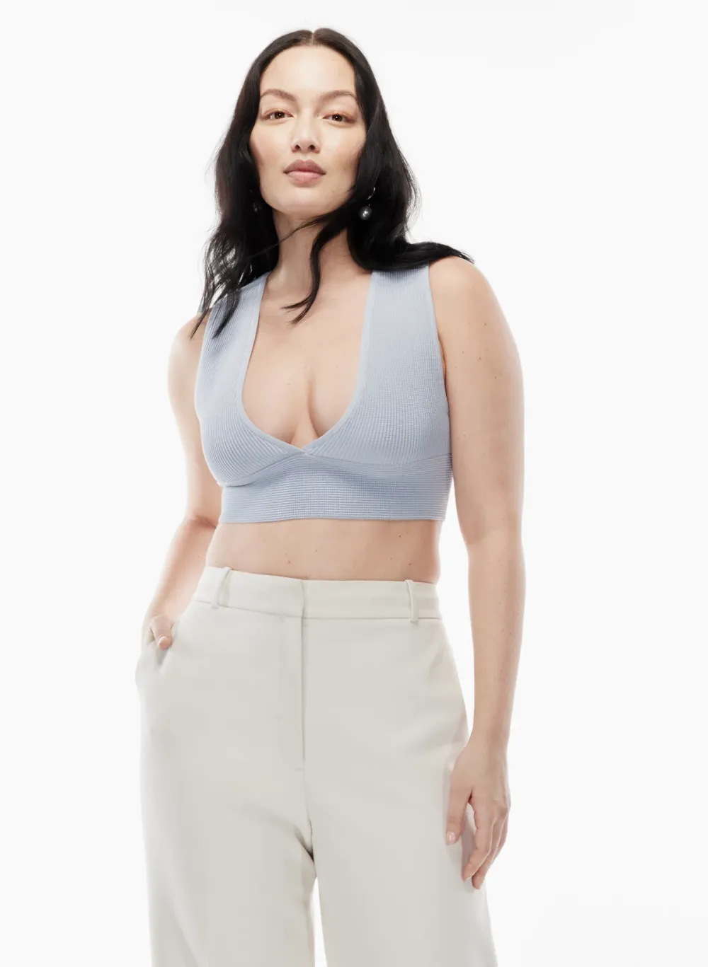 sculpt knit deep v tank