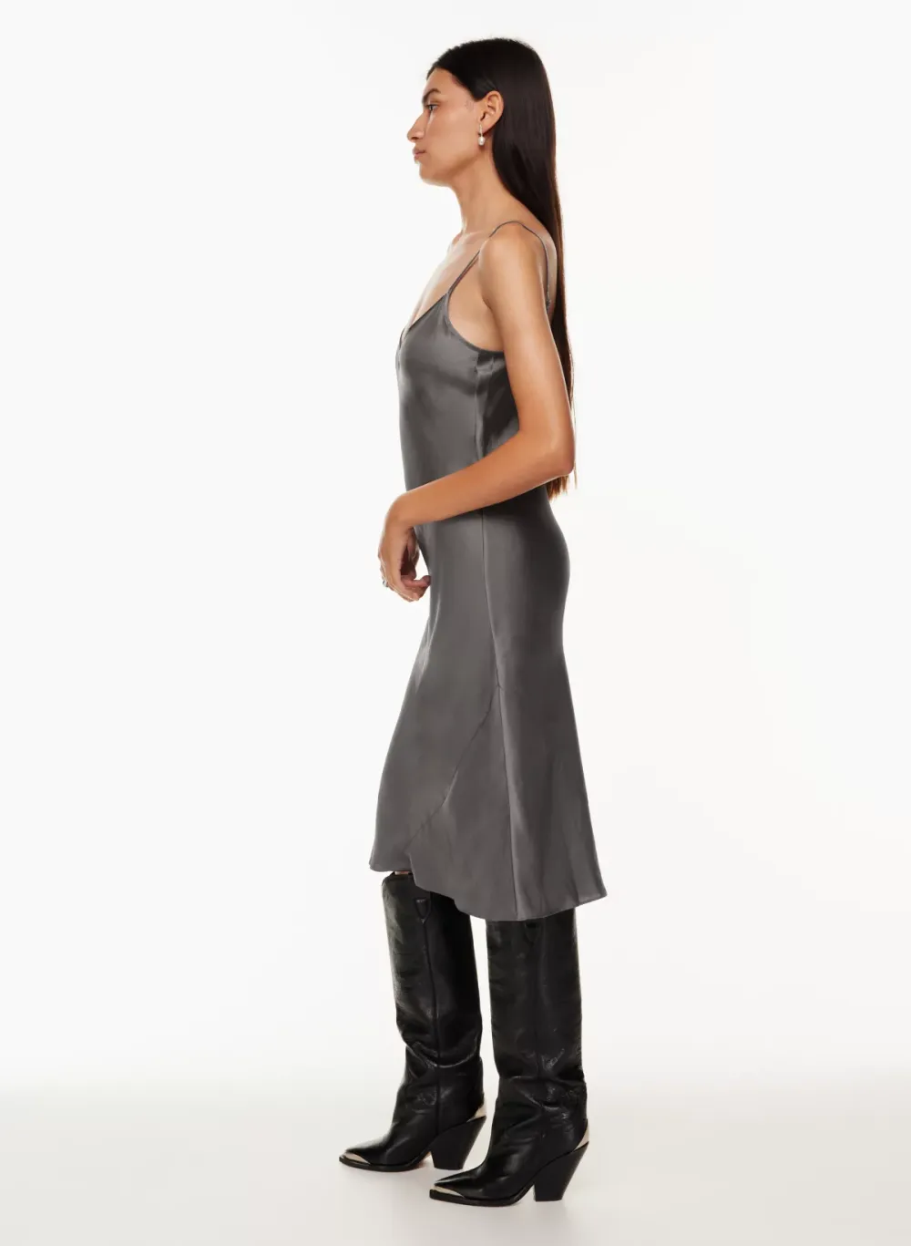 only slip satin midi dress