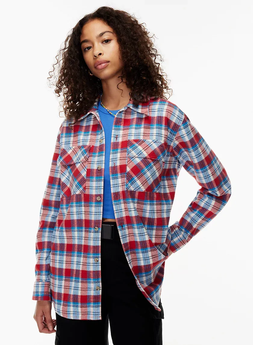 plaid oversized button-up