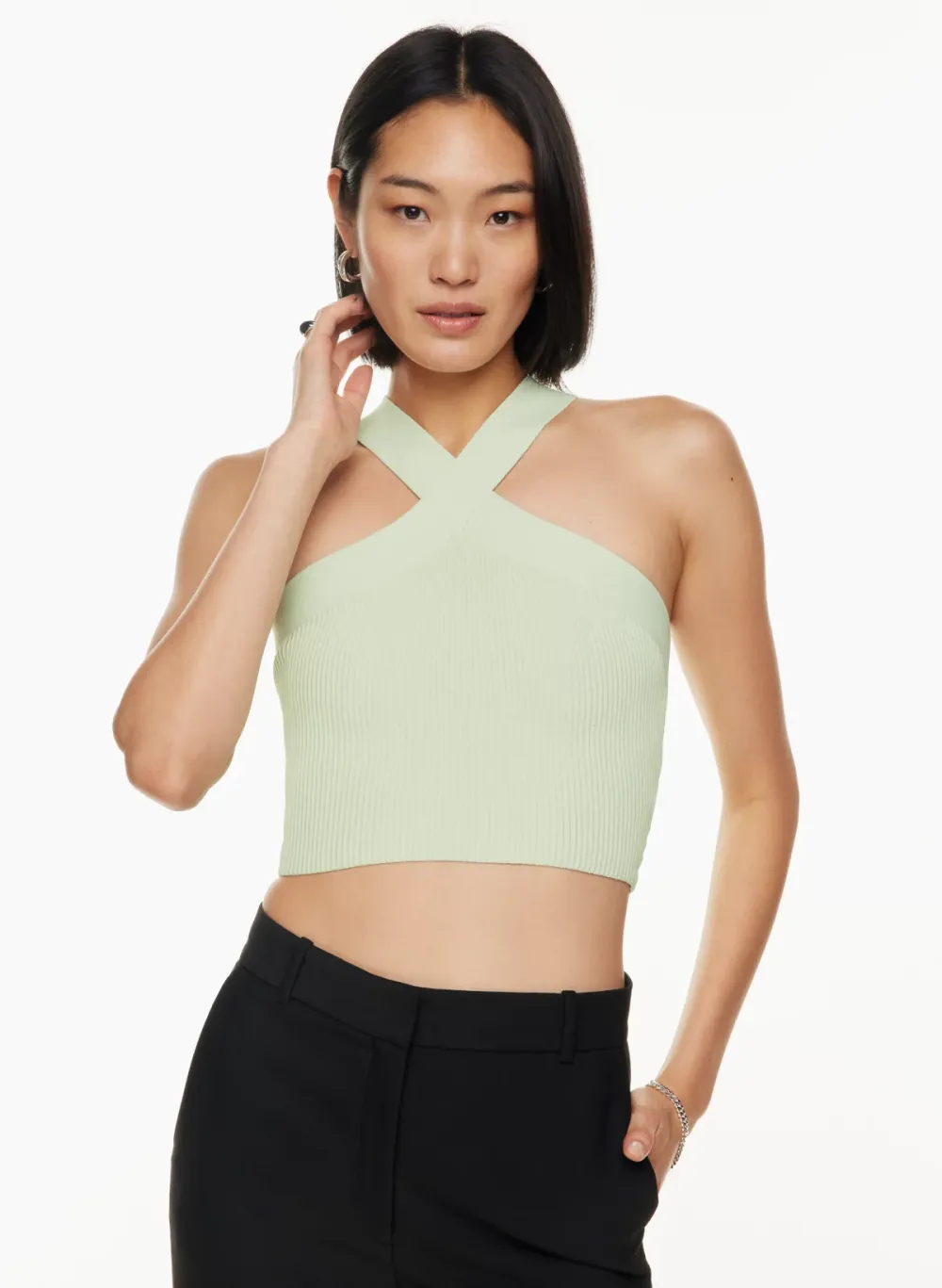sculpt knit criss cross cropped tank
