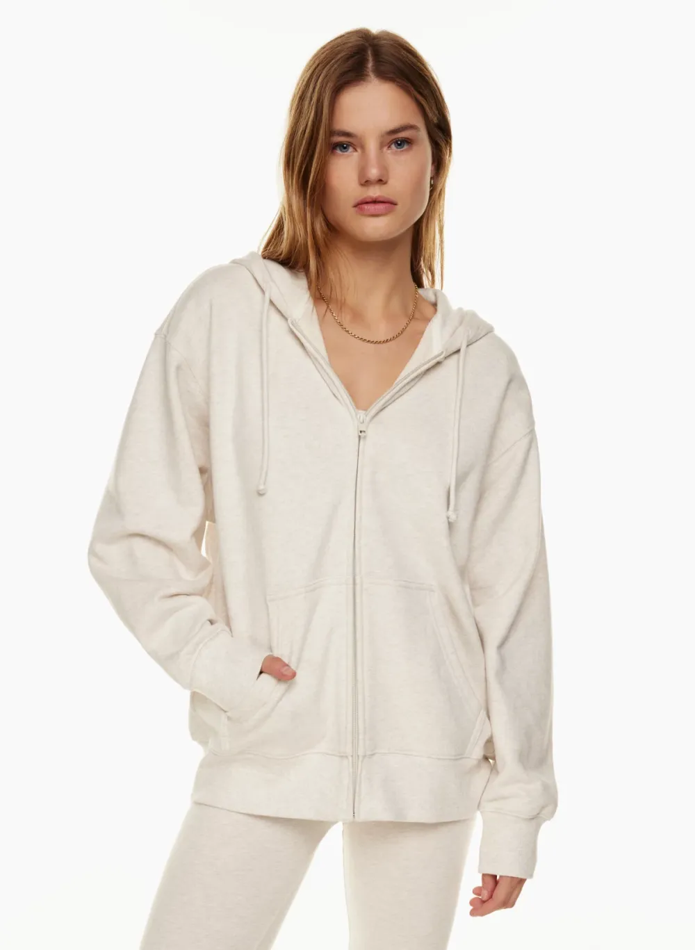 terry fleece boyfriend zip hoodie