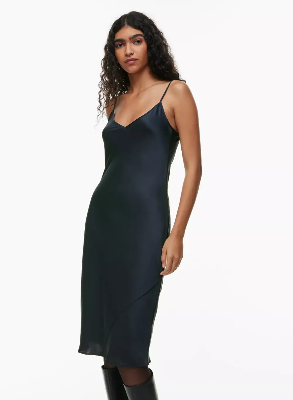 only slip satin midi dress