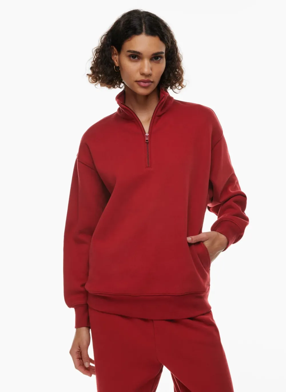cozy fleece boyfriend 1/4 zip sweatshirt