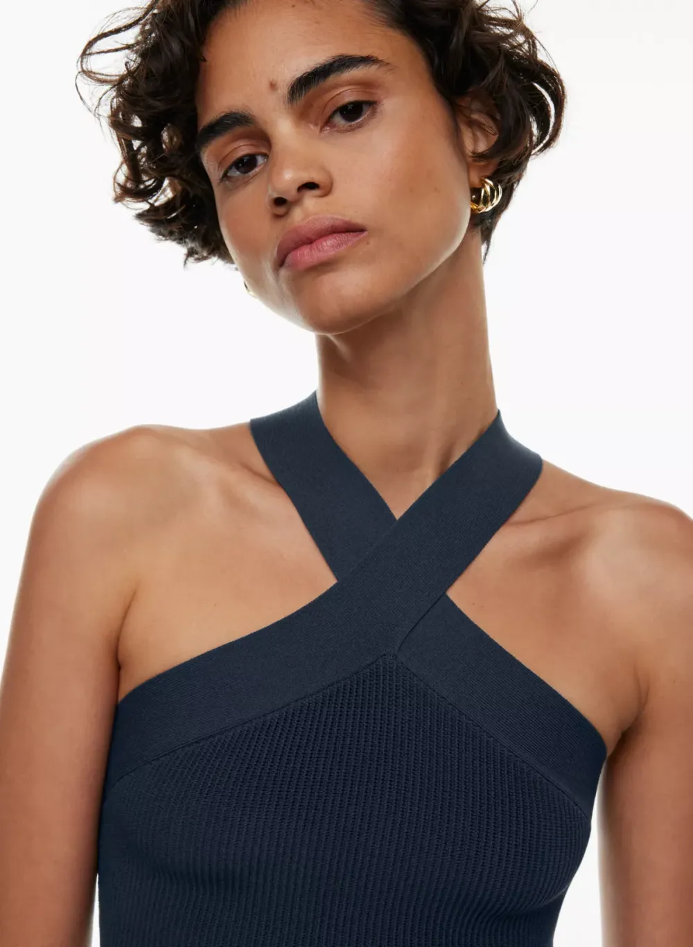 sculpt knit criss cross cropped tank