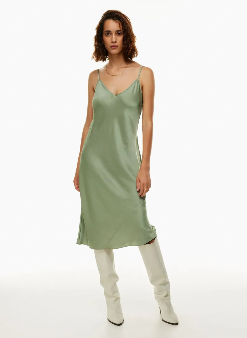 only slip satin midi dress