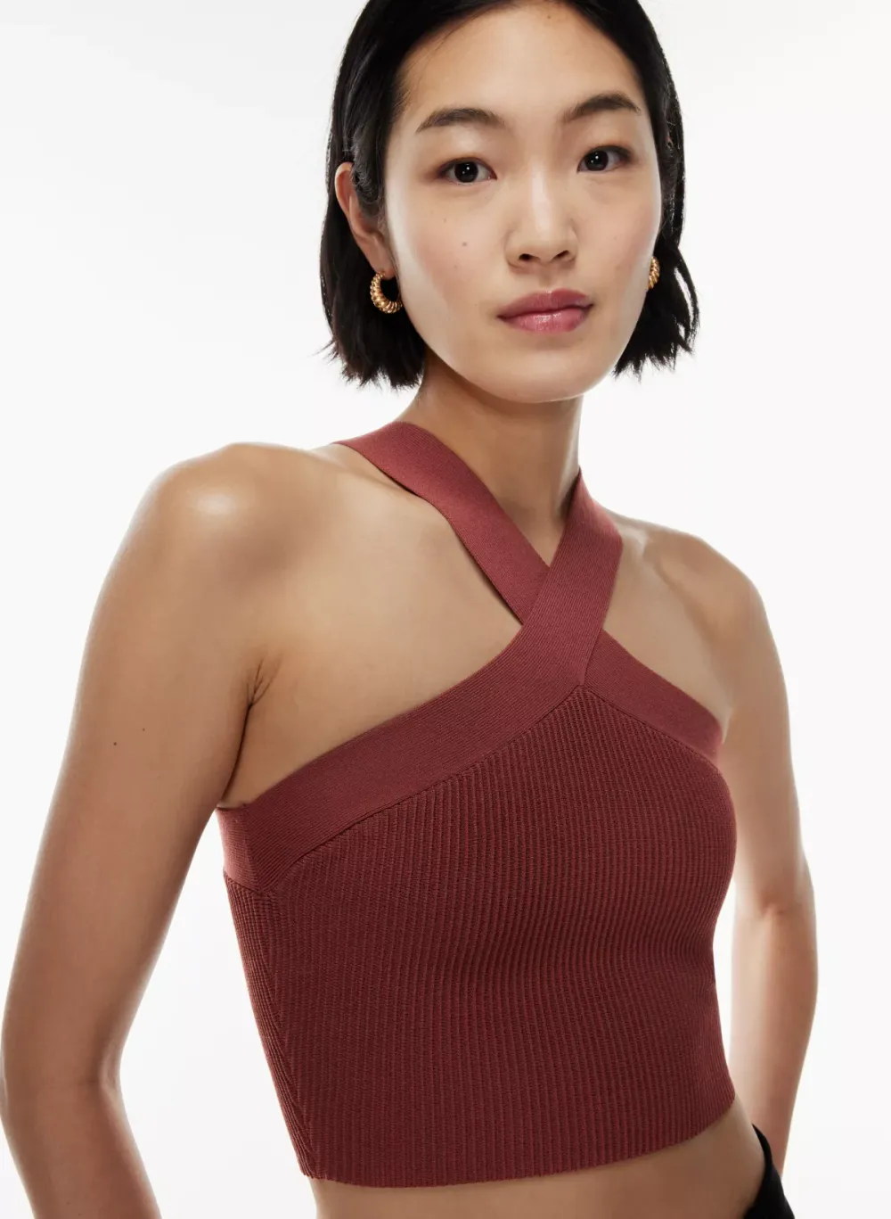 sculpt knit criss cross cropped tank