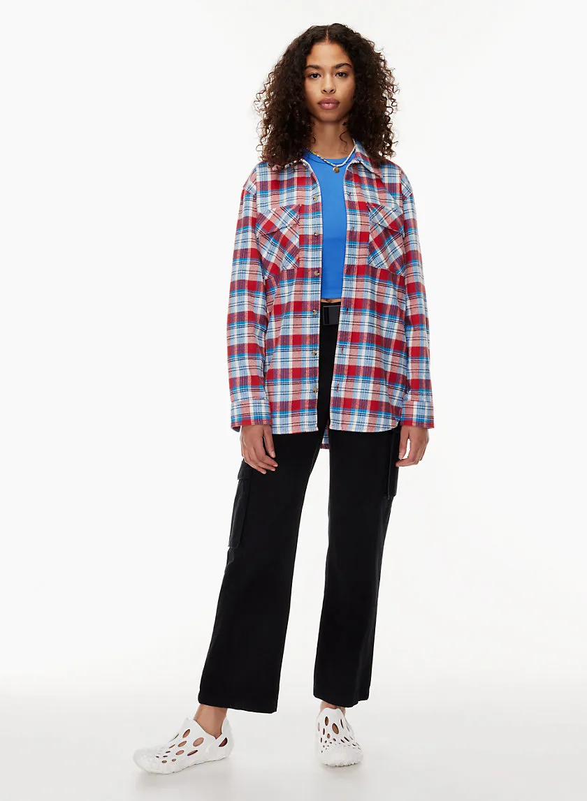 plaid oversized button-up