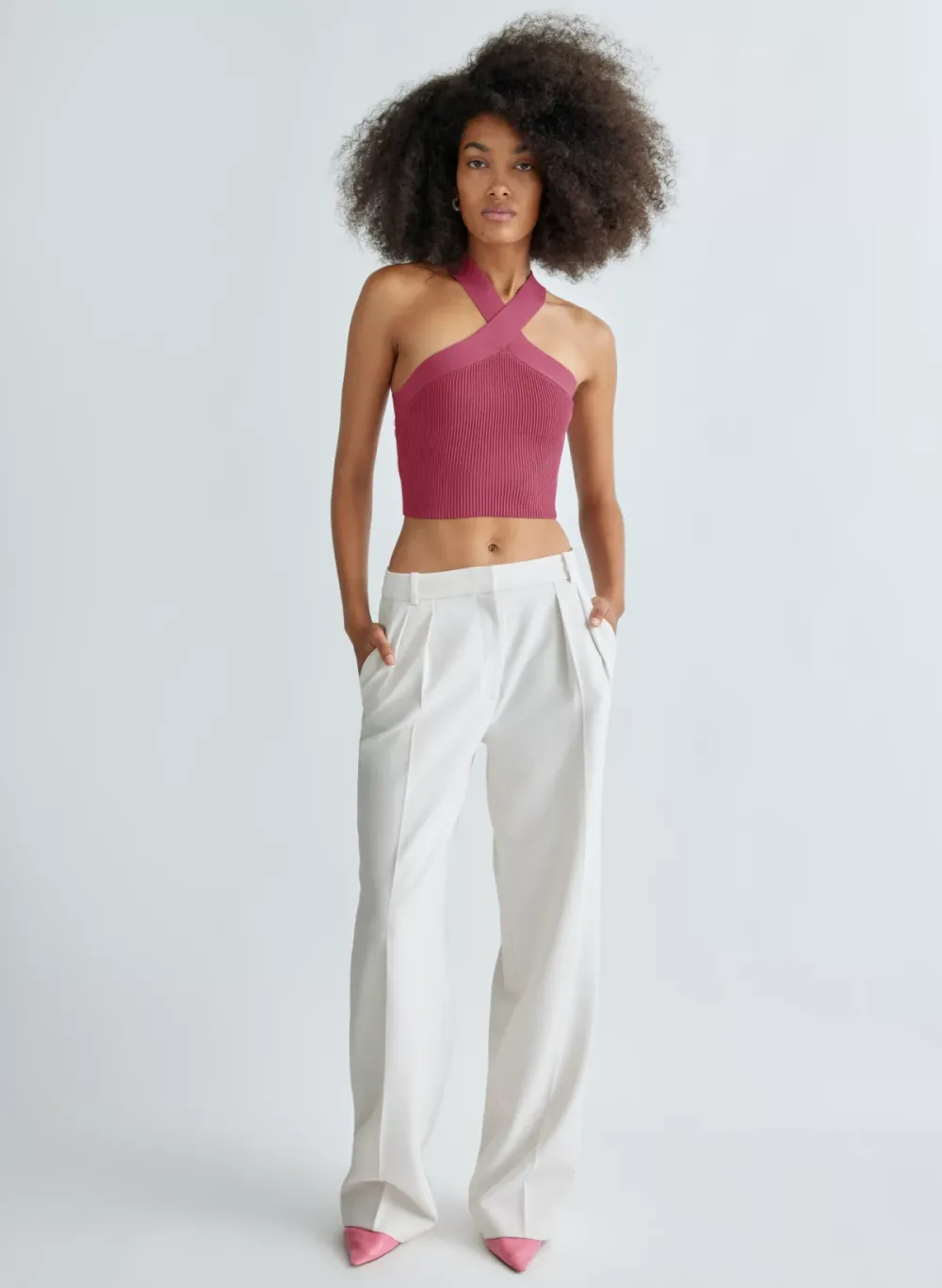 sculpt knit criss cross cropped tank