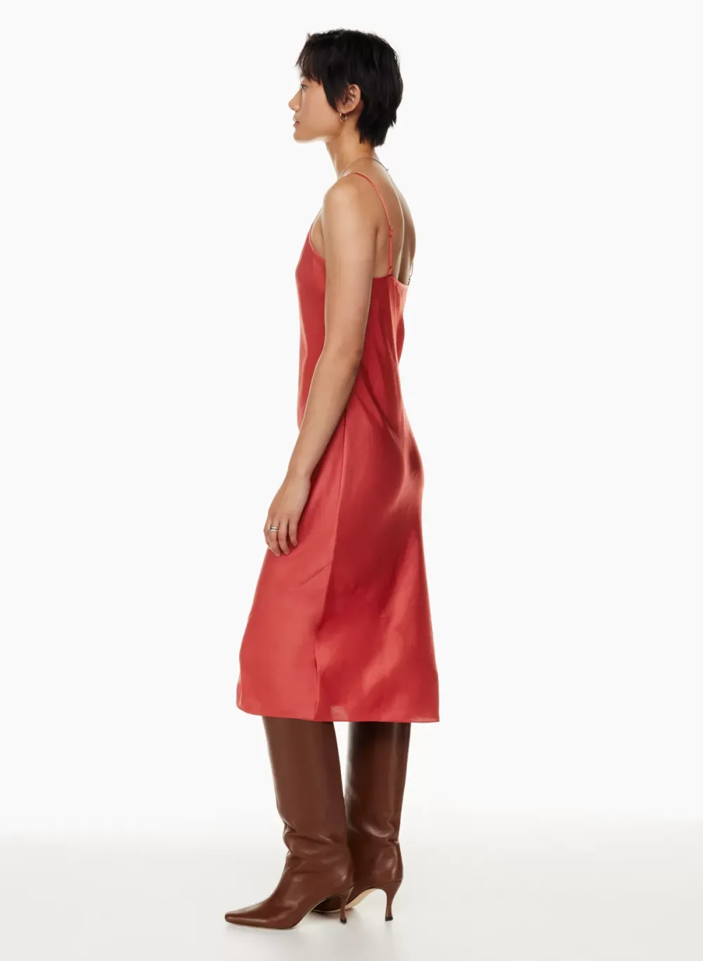 only slip satin midi dress