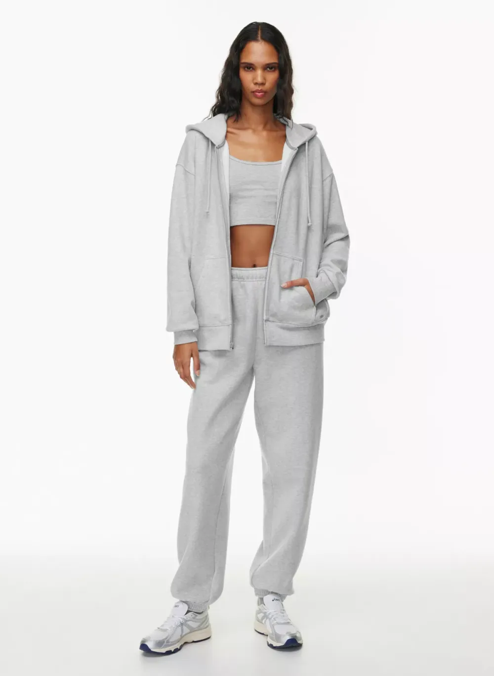 terry fleece boyfriend zip hoodie