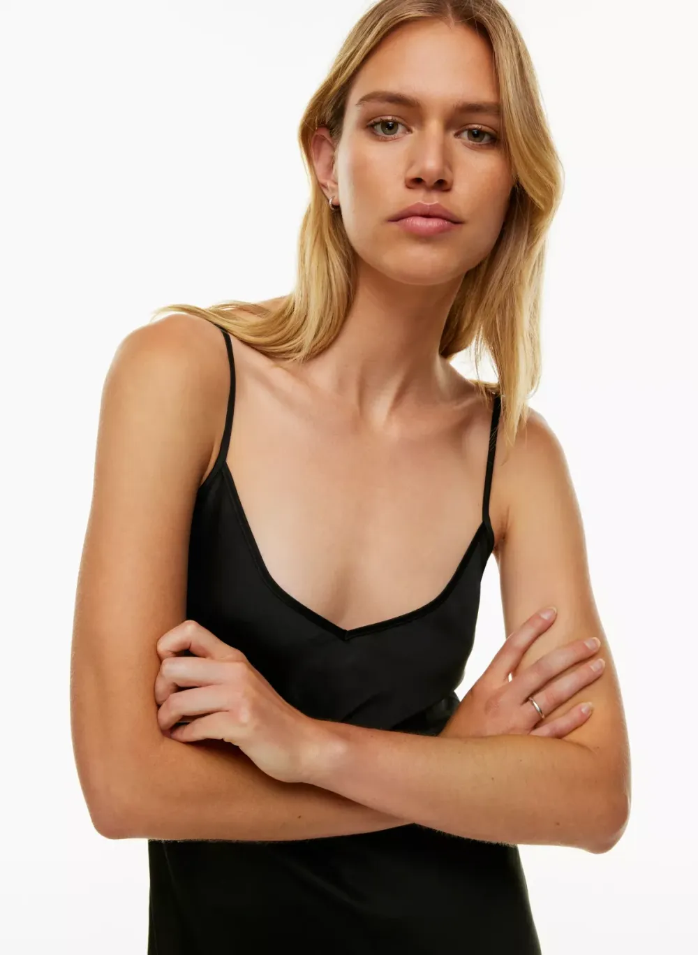 only slip satin midi dress